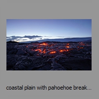 coastal plain with pahoehoe breakout at dusk
